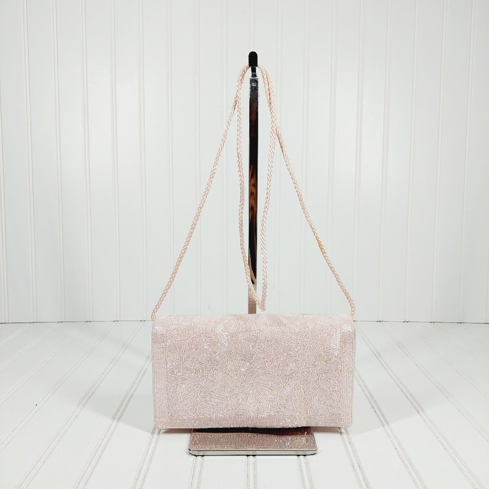 Vintage U.S Pat. Sparkle Pink Crossbody Elegant Magnetic Snap Purse